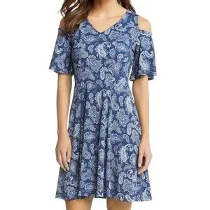 Karen Kane Cold Shoulder Women's Dress Paisley : XL